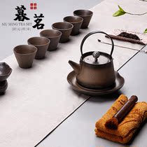 LENIBERK kung fu ceramic set of rough pottery tea tea set Japanese home lifting beam tea cup simple