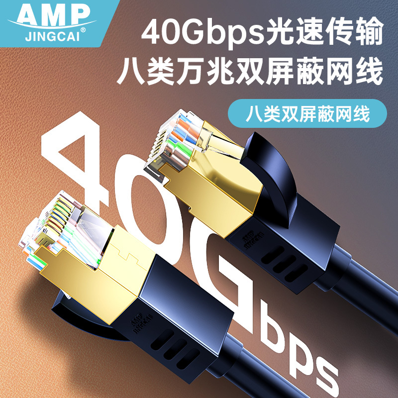 Category 8 Network Cable, 10Gbps, Cat8, Double Shielded, Home High-Speed Gaming Fiber Broadband Network, Computer Router Connection