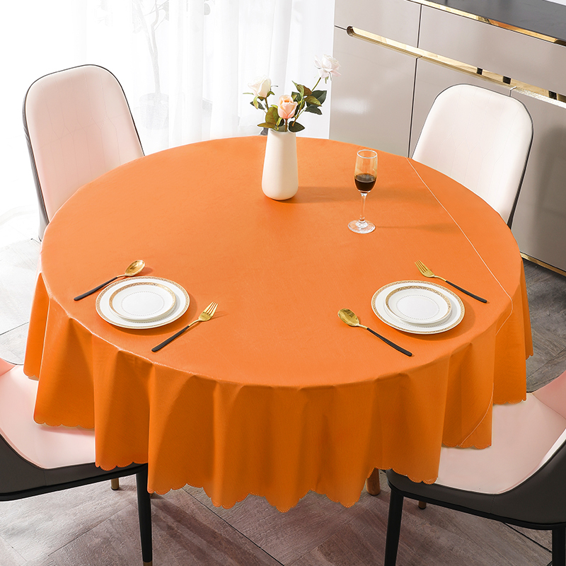 Light Luxury Solid Color Tablecloth, Waterproof, Oil-Proof, Heat-Resistant, Washable, Large Round Table Cover, Round Hotel Dining Table Mat, Tablecloth Cover