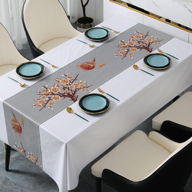 Table cloth tea table cushion waterproof and anti-burn, high level feel light and luxurious wind rectangular desk non-slip cloth