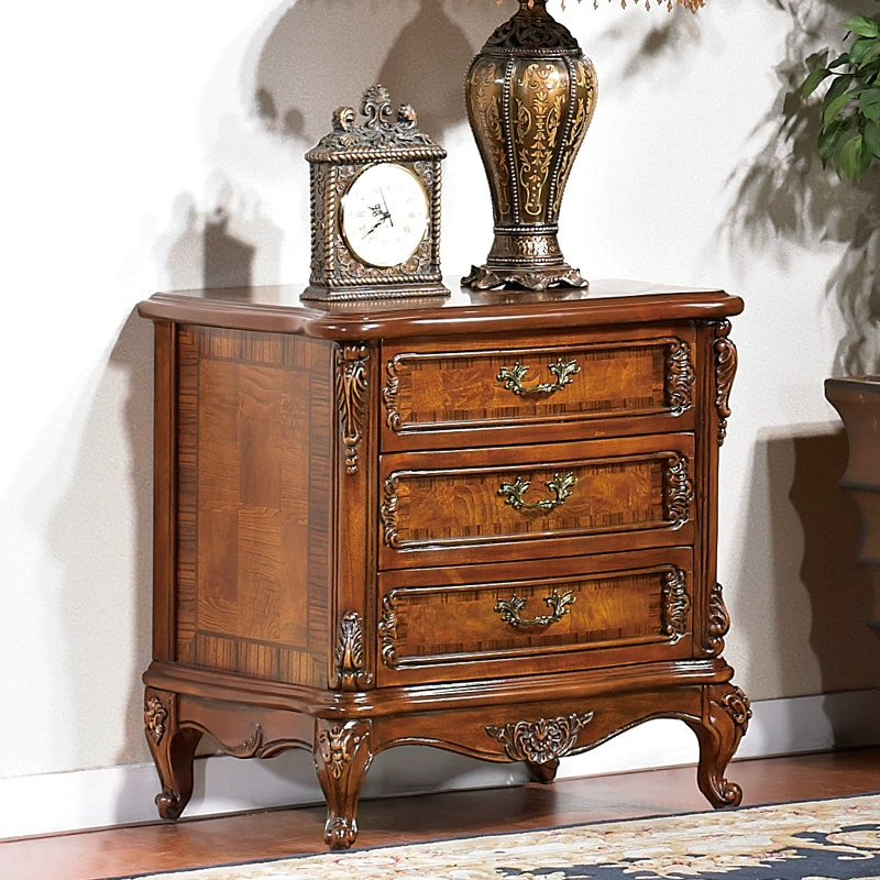 Đất nước Mỹ đau khổ gỗ rắn bàn đầu giường Châu Âu retro tủ đầu giường tủ lưu trữ ngăn kéo tủ đồ nội thất phòng ngủ - Buồng