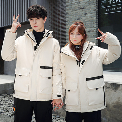 冬季情侣羽绒服连帽加厚男女学生