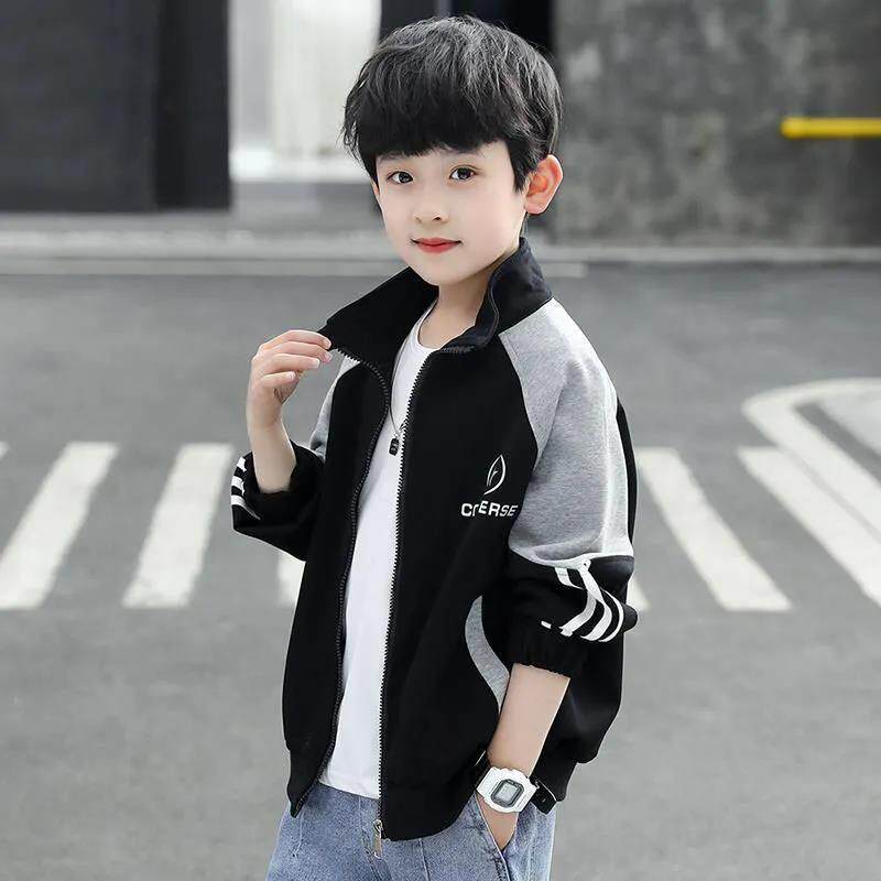 Children's clothing boys' jackets spring and autumn clothing 2021 new Korean version of the Western style children's middle-aged children's tops sportswear jacket men