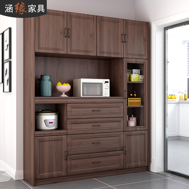 Culvert Nordic Deep Walnuts Wood Color Home Dining Cabinet Microwave Cabinet Dining Room Multifunction Table Edge Containing Cabinet Customised