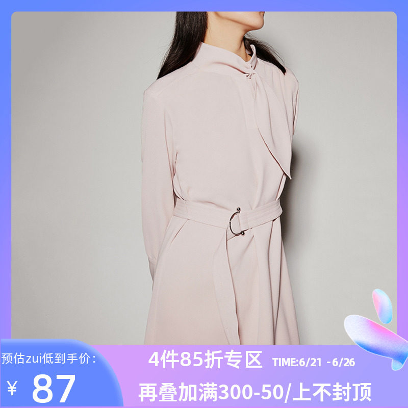 LILY Spring new women's clothing asymmetrical wafting to lead the twill pure color foreign dress 120100C7247