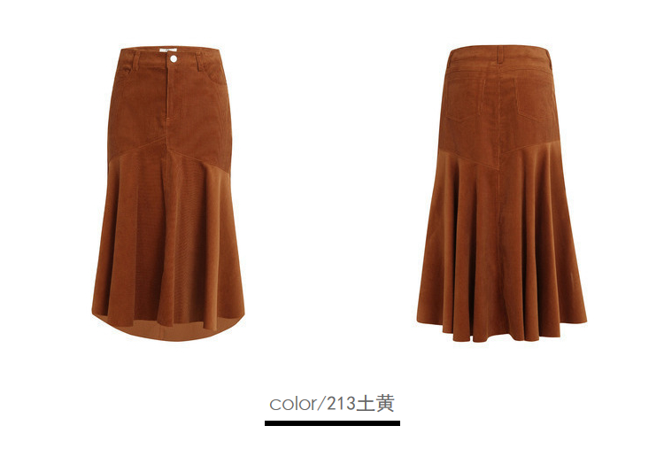 Lily2017 mùa thu mới của phụ nữ thời trang OL caramel màu khâu bất đối xứng váy 117339C6910 chân váy dài chữ a