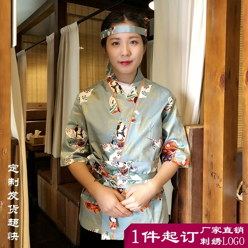 Пользовательский японский стиль рабочего ресторана, работники официанта работают в японском кулинарном магазине Sushi Master Chef Citchen Service Мужчины и женщины кимоно