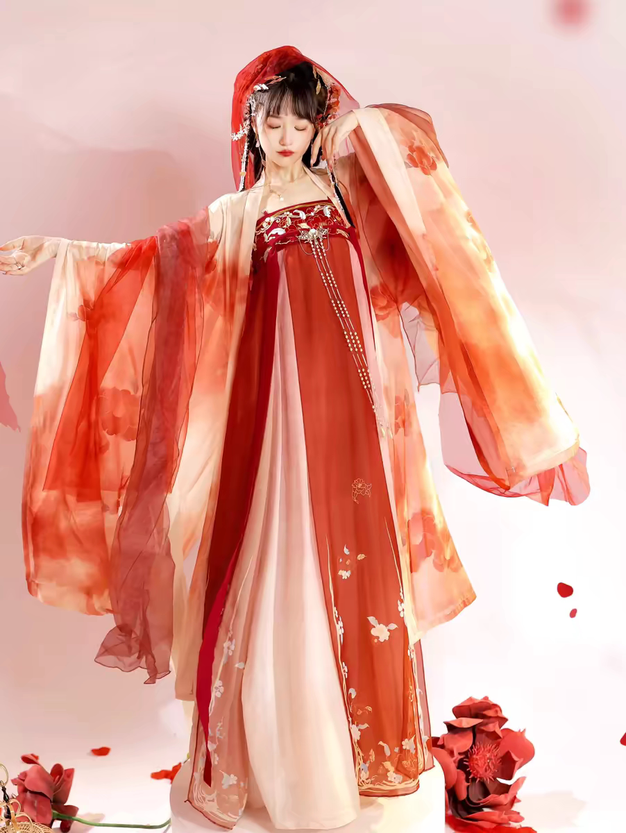 唐制诃子裙刺绣古装齐胸儒裙超仙大袖衫春夏飘逸汉服女日常中国风