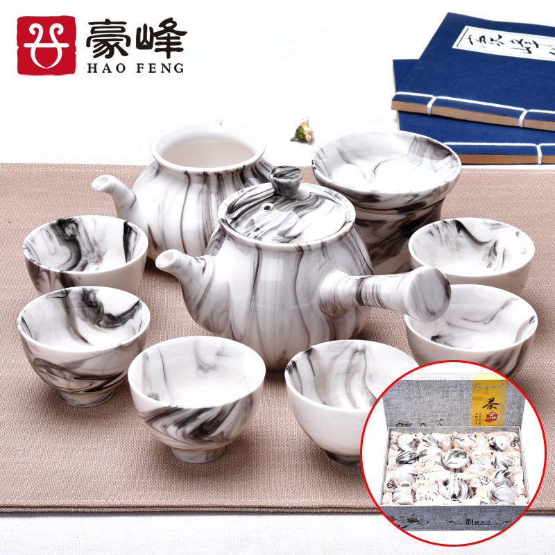 HaoFeng a complete set of ceramic tea set domestic large teapot teacup Japanese kung fu tea sea creative gift boxes