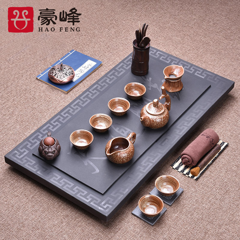 HaoFeng sharply stone tea tray tea tea table set tea service of a complete set of the black sea stone, stone, stone tea tray