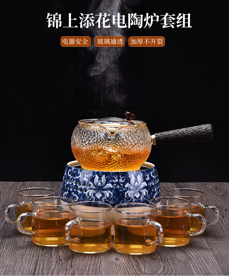 HaoFeng more heat resistant glass teapot suit household teapot cooked steamed tea ultimately responds flower teapot teacup electric TaoLu