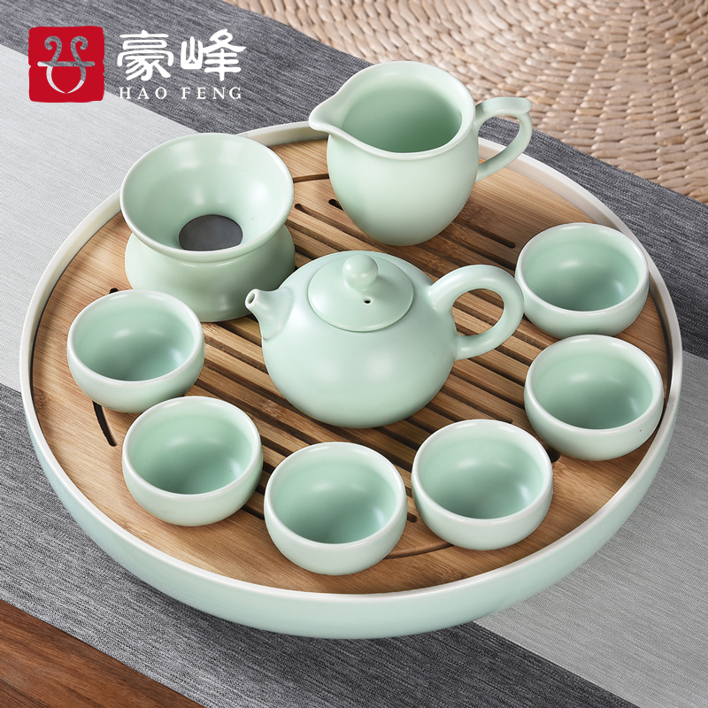 Haofeng ceramic tea set set household kung fu teapot Japanese dry tea plate set kiln tea cup tea sea cover bowl tea ceremony
