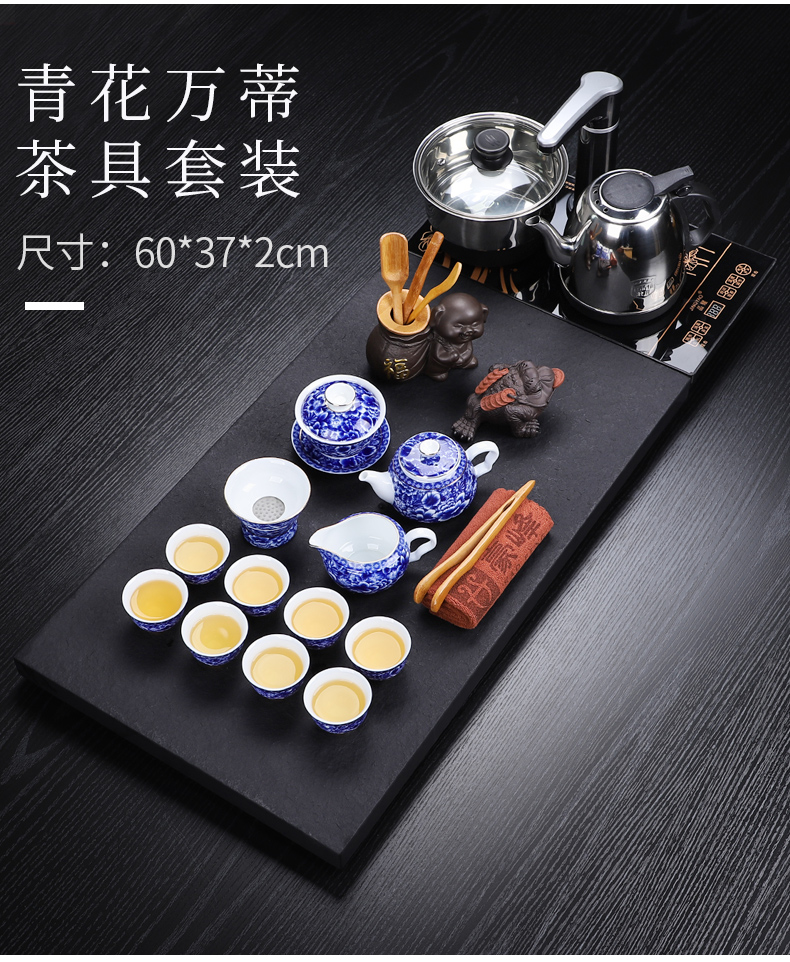 HaoFeng purple sand tea set household sharply stone tea tray was real wood of a complete set of kung fu tea tea teapot teacup