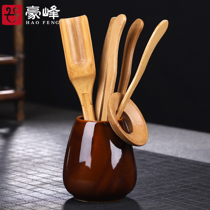 HaoFeng ebony six gentleman 's suit Japanese tea taking kung fu tea set solid wood parts with zero household washing ChaGa tea