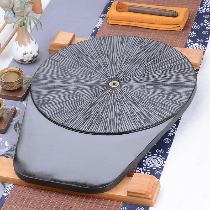 HaoFeng sharply stone tea tray tea saucer tea table suit, black stone, stone, stone tea tray