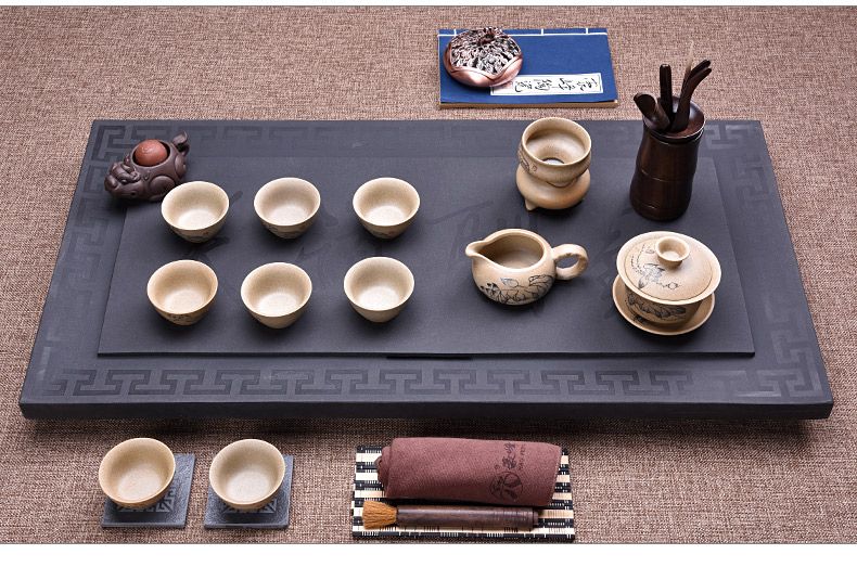 HaoFeng sharply stone tea tray tea tea table set tea service of a complete set of the black sea stone, stone, stone tea tray