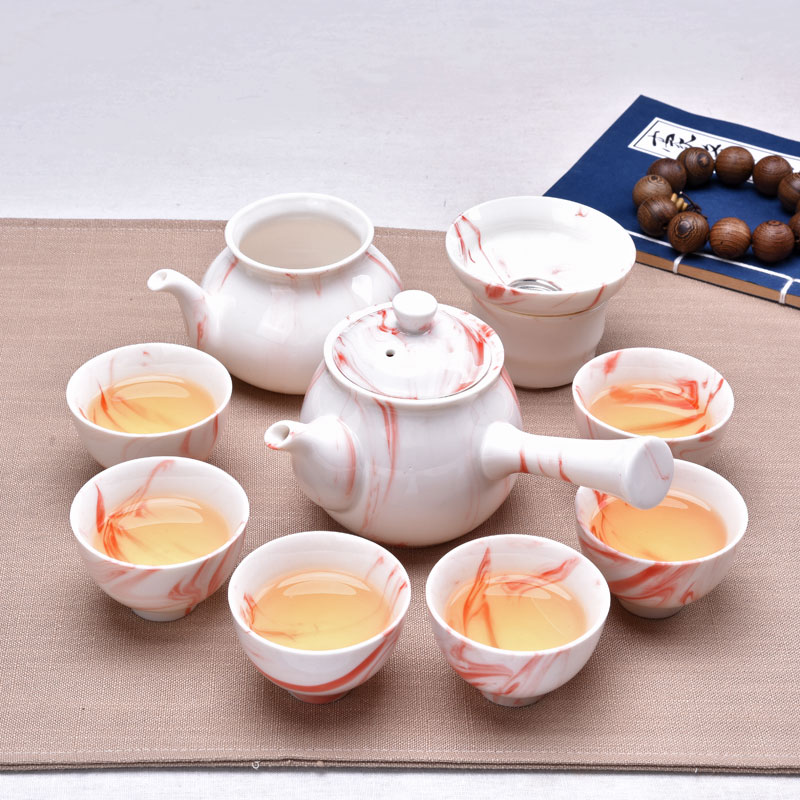 HaoFeng a complete set of ceramic tea set domestic large teapot teacup Japanese kung fu tea sea creative gift boxes