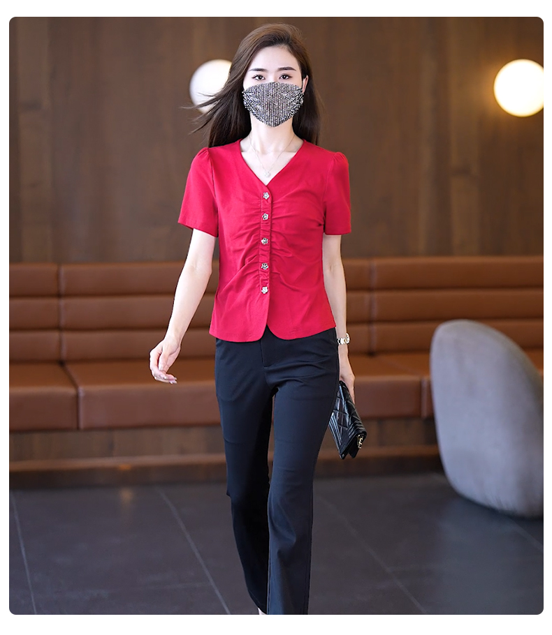 A8872 560K ÁO THUN NỮ LUSRYON NGẮN TAY MÙA HÈ CỔ CHỮ V TRÔNG TRẺ HƠN TUỔI THỜI TRANG NỮ G01 SẢN PHẨM MỚI