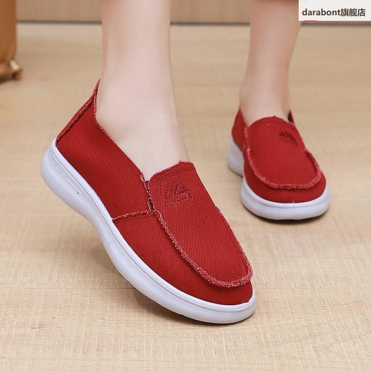 Осенние универсальные повседневные туфли без застежек, неглубокие туфли на плоской подошве, дышащие тканевые туфли в стиле старого Пекина, женские холщовые туфли для студентов.