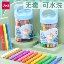 Deli water-soluble rotating oil pastel childrens color crayon set kindergarten safe non-toxic washable baby paintbrush toddler graffiti non-dirty hand colorful stick color pen color pen 24 colors water