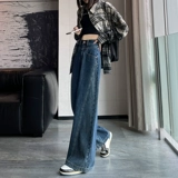 Черные осенние джинсы, демисезонные дизайнерские штаны для отдыха, свободный крой, высокая талия, оверсайз