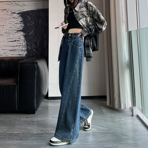 Черные осенние джинсы, демисезонные дизайнерские штаны для отдыха, свободный крой, высокая талия, оверсайз