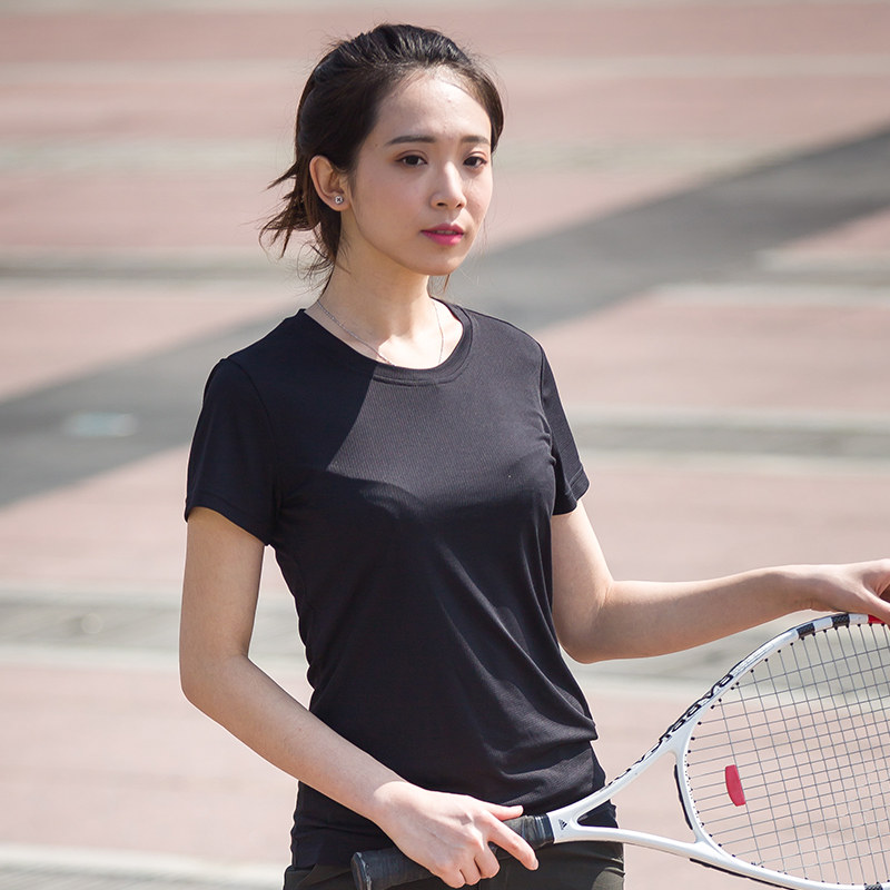 simboo outdoor casual round neck solid color T-shirt women's short sleeve breathable quick-drying clothes trend large size T-shirt men