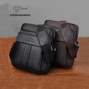 袋鼠男士真皮斜挎单肩包男包牛皮商务时尚休闲手提包