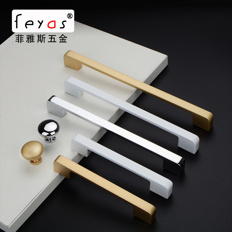 Silver Modern minimalist handle pure white overlong handle drawer round single hole overall cupboard wardrobe door handle pearl gold