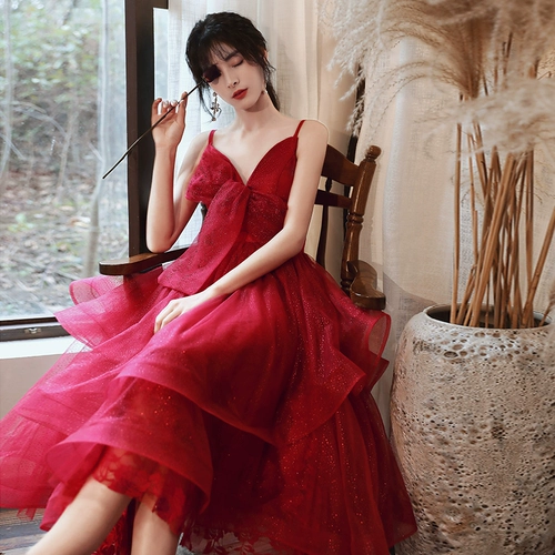 Красное вечернее платье, летнее элитное свадебное платье, коллекция 2023