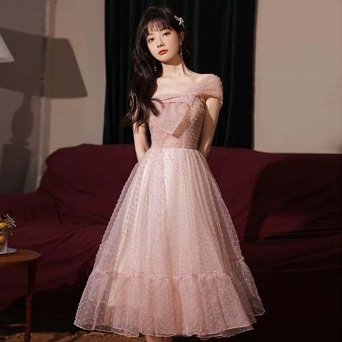 Розовое элитное вечернее платье, коллекция 2023, городской стиль