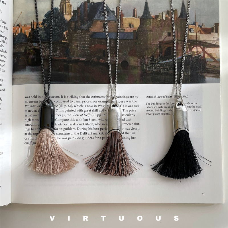 Virtuous Lema*Re Minimalist Windmill Jingyuan Style Tassel Brush Necklace High-End Long Sweater Chain