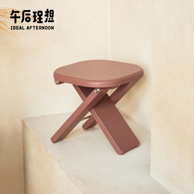 (Afternoon ideal) Nordic solid wood folding stool net red home short stool changing shoes stool portable creative thickening folding stool