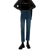 Флисовые прямые свободные джинсы, зимние приталенные синие бархатные демисезонные штаны, высокая талия, по фигуре, подходит для подростков, увеличенная толщина