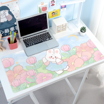 Tulip Waterproof Leather Mouse Pad Super Large Thickened wrist Desk pad Girls cute study desk pad Laptop Laptop Keyboard Mat Electric Race Game Slip Rat cushion PU Home Children