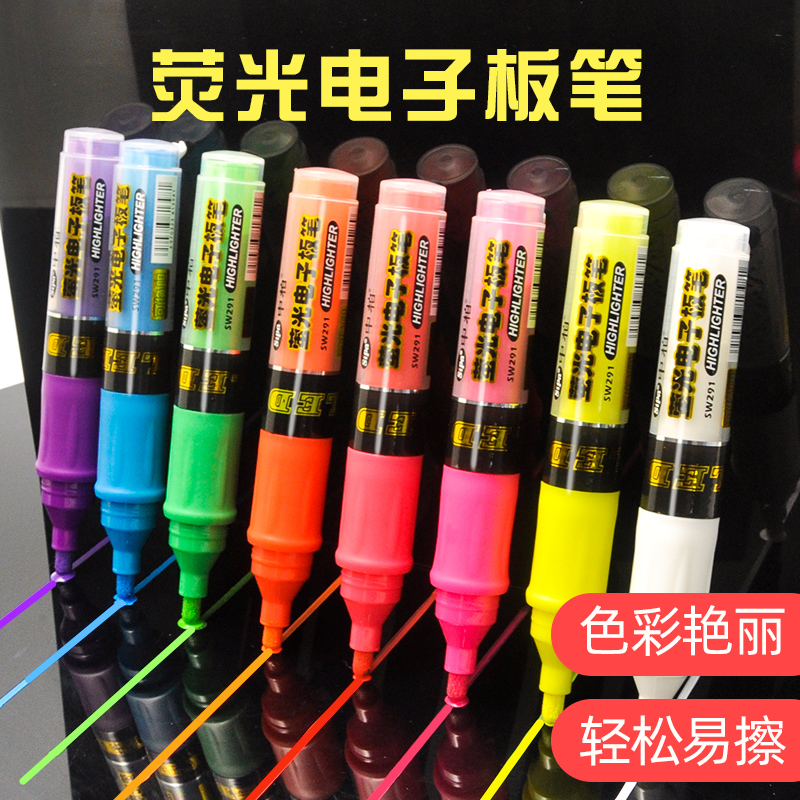 Electronic phosphor board with pen round head led fluorescent board pen with luminous blackboard highlighter with erasable billboard luminous pen large capacity color flash small blackboard pen fluorescent board pen