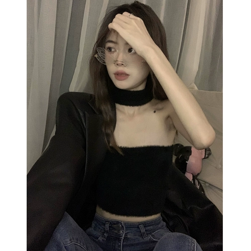 Сексуальный топ без лямок без рукавов, трикотажный жилет, майка топ, облегающий крой