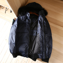 Anti-season clearance heavy ~ real fox fur collar down jacket mens winter casual hooded down jacket