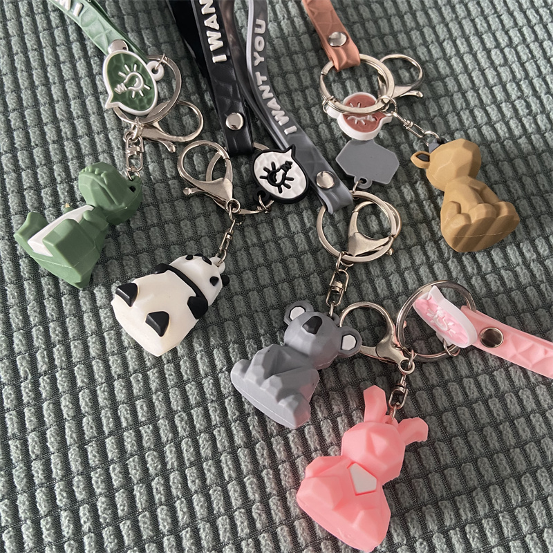 5 choices have your favorite Korean cartoon geometric cut animal creative keychain pendant