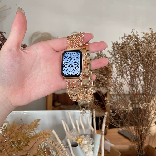 Creative AppleWatch Strap Metal Iwatch Watch Se Watch Bess 5/6 Sports 3/4 Multi-Chain New Model 38 Premium 44/42/40 мм летняя музыкальная замена для девочек.