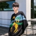 Cặp vợ chồng áo len nam mùa thu Hàn Quốc của sinh viên lỏng lẻo mô hình hoạt hình hoa dại áo len unisex Cặp đôi áo len