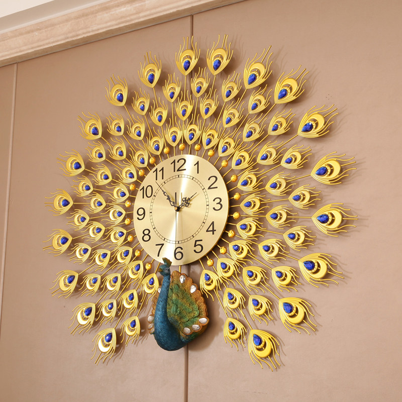 Luminous peacock hanging watch clock wall clock living room home fashion mute modern atmosphere decoration personality creative clock