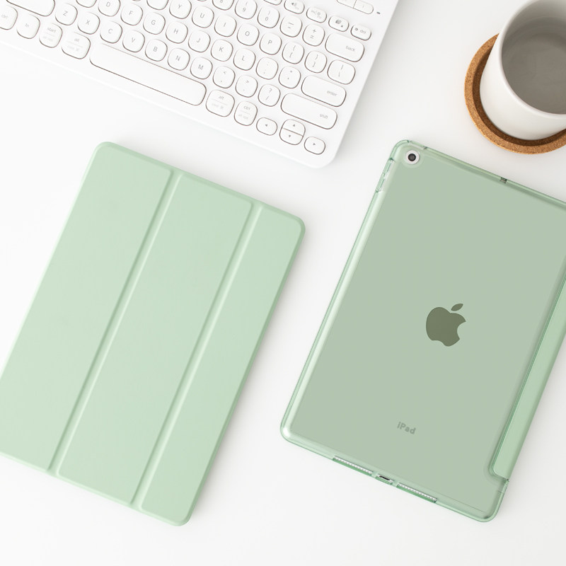 iPad2021 protection shell 2020 flat 9 trifold 10 2 transparent 8 soft edge hard bottom 2019cover7 pure colour sleeve