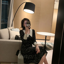 2020 autumn and winter large size womens floral skirt New years war skirt temperament goddess fan clothes with the bottom inside dress