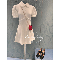 2020 Summer new womens size white lace French skirt waist waist thin temperament doll collar dress