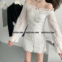 2020 Summer new womens size white high end socialite temperament skirt shoulder hip sexy dress