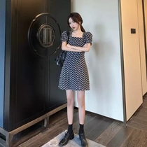 Summer 2020 new womens large size French square collar bubble sleeve skirt thin Yamamoto style niche dress