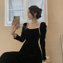 Lukewarm Wind Advanced Sensation Small Chanting With Velvety Collar Velvet Dress 2021 Early Spring A New Womens Dress Little Black Dress Spring Dress
