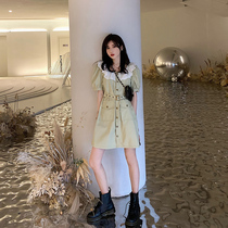 Summer 2020 new womens size belt bubble sleeve skirt temperament goddess fan clothes thin dress