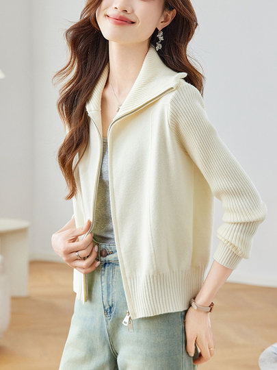 Women's Lapel Sweater Short Jacket Spring 2025 New Style Spring and Autumn Petite Fashionable Stylish Knitted Cardigan Top
